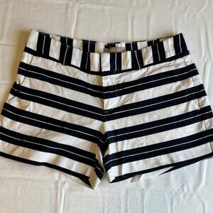 Navy and White Striped Women Shorts